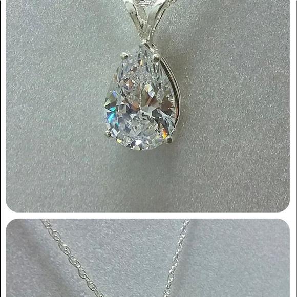 Jewelry - Pear Cut Cubic Zirconia 925 Silver Necklace Pendants